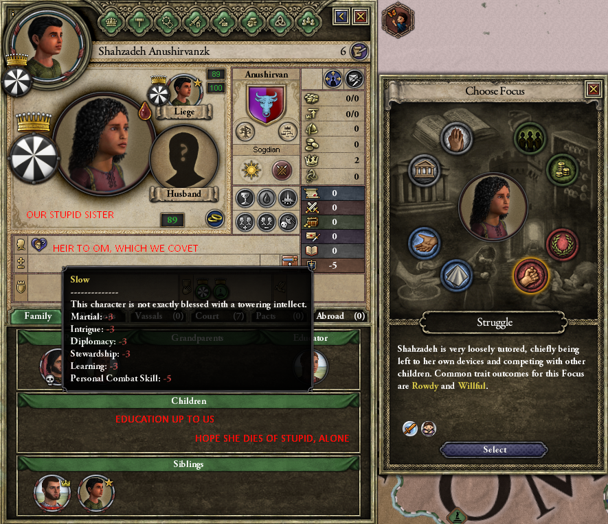 OUR STUPID SISTER, HEIR TO OM, WHICH WE COVET. EDUCATION UP TO US. HOPE SHE DIES OF STUPID