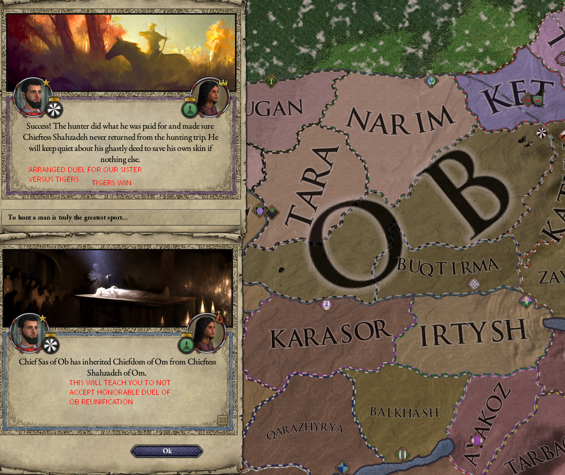 ARRANGE DUEL FOR STUPID SISTER VERSUS TIGERS. TIGERS WIN. TEACH YOU NOT TO DUEL US HONORABLY