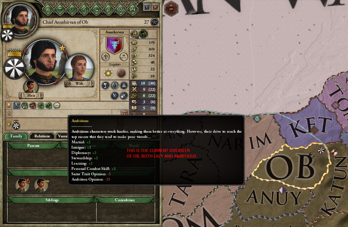 CURRENT RULER OF OB, BOTH LAZY AND AMBITIOUS